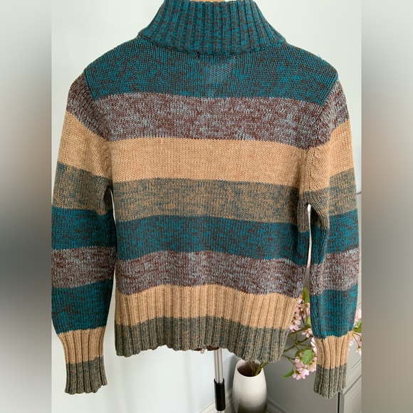 ZIP UP COTTON BLEND STRIPED SWEATER POINT ZERO / VINTAGE/ MEDIUM - Picture 2 of 5